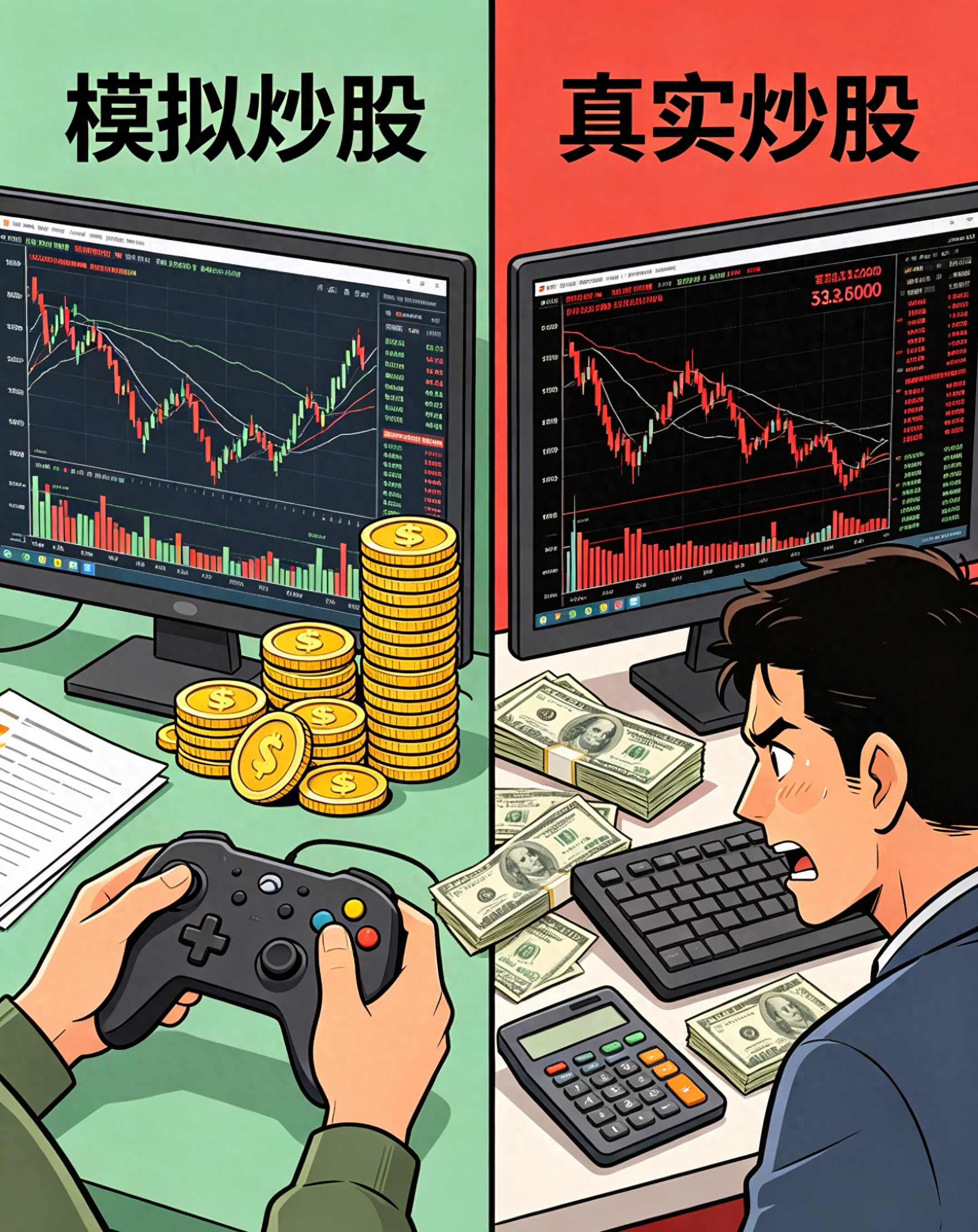 炒股票输了几万心理压力很大_新股民模拟盘入门利弊_模拟炒股20万额度